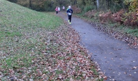 Nach der Waldrunde ist Lilly kurz vor Johanna. Beide haben die Hälfte der Laufstrecke schon geschafft.