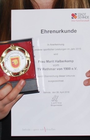 Marit´s Ehrenmedaille und Urkunde
